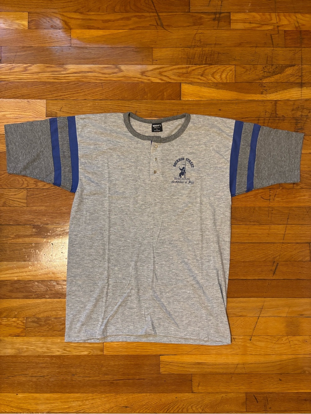 Vintage Bourbon street new Orleans jazz Men's Grey Henley